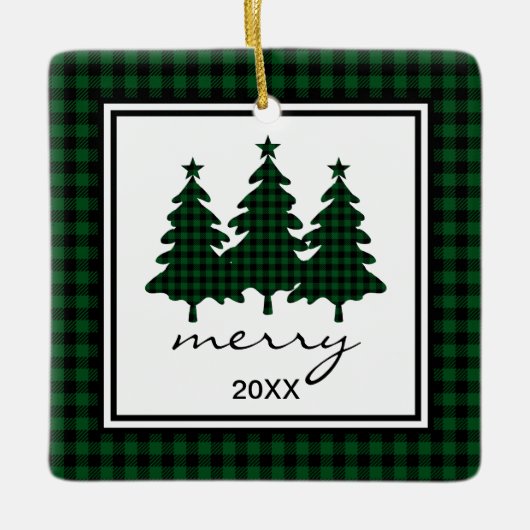 バッファローチェック写真 セラミックオーナメント (正面)