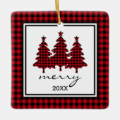 バッファローチェック写真 セラミックオーナメント (正面)