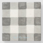 バッファローチェック大理石コースター ストーンコースター (正面)