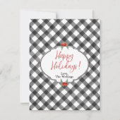 バッファローチェック柄 ブラック ホワイト フラット パーソナライズ シーズンカード (正面)