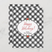 バッファローチェック柄 ブラック ホワイト フラット パーソナライズ シーズンカード (正面/裏面)