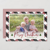 バッファローチェック格子写真クリスマス シーズンカード (正面/裏面)