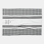 バッファローチェック格子黒 |白いファミリ名 キッチンタオル (横)