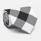バッファローチェック白と黒の正方形の大きい ネクタイ (ロール)