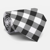 バッファローチェック白と黒の正方形の格子縞 ネクタイ (ロール)