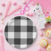 バッファローチェック白と黒の正方形の格子縞 ペーパープレート (パーティー)