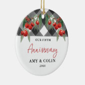 バッファローチェック白黒プレイド記念日 セラミックオーナメント (右)