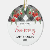 バッファローチェック白黒プレイド記念日 セラミックオーナメント (左)