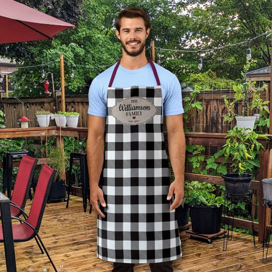 バッファローチェック素朴カントリーファミリー名 エプロン