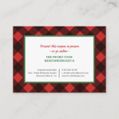 バッファローチェック素朴クリスマスクーポンスキンケア 名刺 (裏面)