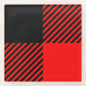 バッファローチェック赤と黒のランバージャックプレイドデコール ガラスコースター (正面)