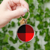 バッファローチェック赤と黒のランバージャックプレイドデコール キーホルダー (手)