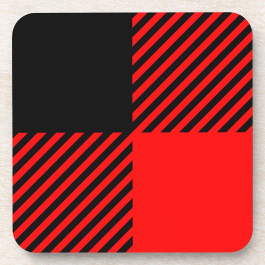 バッファローチェック赤と黒のランバージャックプレイドデコール コースター (正面)