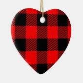 バッファローチェック赤と黒のランバージャックプレイドデコール セラミックオーナメント (右)