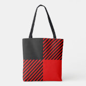 バッファローチェック赤と黒のランバージャックプレイドデコール トートバッグ (裏面)