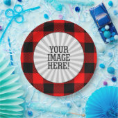 バッファローチェック赤と黒のランバージャックプレイドデコール ペーパープレート (パーティー)