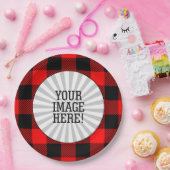 バッファローチェック赤と黒のランバージャックプレイドデコール ペーパープレート (パーティー)
