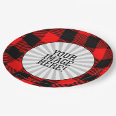 バッファローチェック赤と黒のランバージャックプレイドデコール ペーパープレート (アングル)
