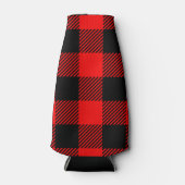バッファローチェック赤と黒のランバージャックプレイドデコール ボトルクーラー (正面)