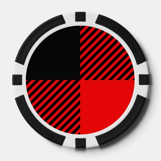 バッファローチェック赤と黒のランバージャックプレイドデコール ポーカーチップ (正面)
