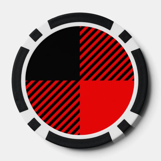 バッファローチェック赤と黒のランバージャックプレイドデコール ポーカーチップ (裏面)