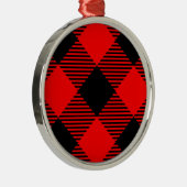 バッファローチェック赤と黒のランバージャックプレイドデコール メタルオーナメント (右)