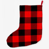 バッファローチェック赤と黒のランバージャックプレイドデコール ラージクリスマスストッキング (裏面)