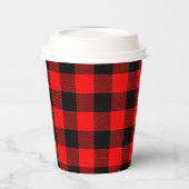 バッファローチェック赤と黒のランバージャックプレイドデコール 紙コップ (左)