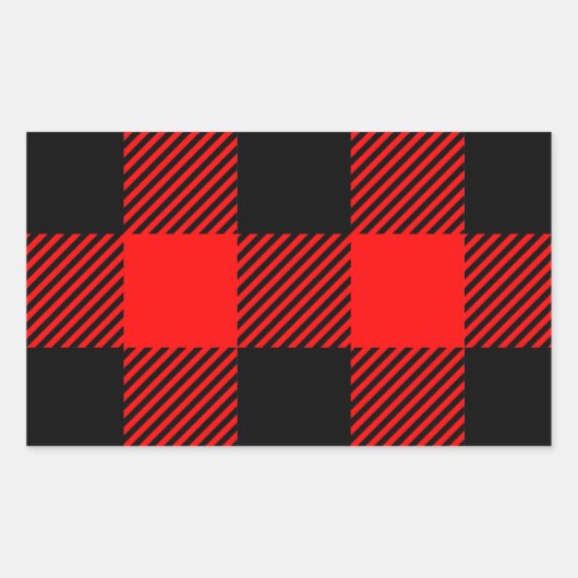 バッファローチェック赤と黒のランバージャックプレイドデコール 長方形シール (正面)