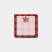 バッファローチェック赤と黒の格子模様メープルリーフ ポストイット (正面)