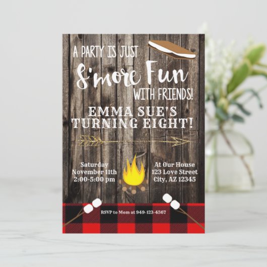 バッファローチェック赤Sのおもしろい友達との誕生日 招待状 (スタンド正面)