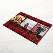 バッファローチェック3写真ハッピーホリデー 箔招待状 (回転した状態)