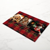 バッファローチェック3写真メリークリスマス 箔招待状 (回転した状態)