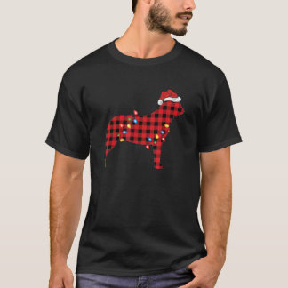 バッファローチェック サンタ オーストラリアンキャトルドッグ クリスマス Tシャツ