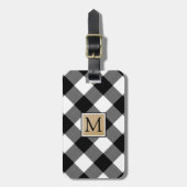 バッファローチェックB&Wモノグラムフロント |情連絡報 ラゲッジタグ (正面縦)