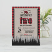 バッファローチェックLumberjack Boy's 2nd Birthday 招待状 (スタンド正面)