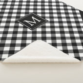 バッファローチェックPlaidモノグラム名白黒 シェルパブランケット (3/4)