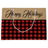 バッファローチェ素朴ックプレイド&クラフトクフェイクリスマス ラージペーパーバッグ (正面)