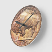 バッファローニッケルヴィンテージコイン収集ウォールクロック ラウンド壁時計 (傾斜)