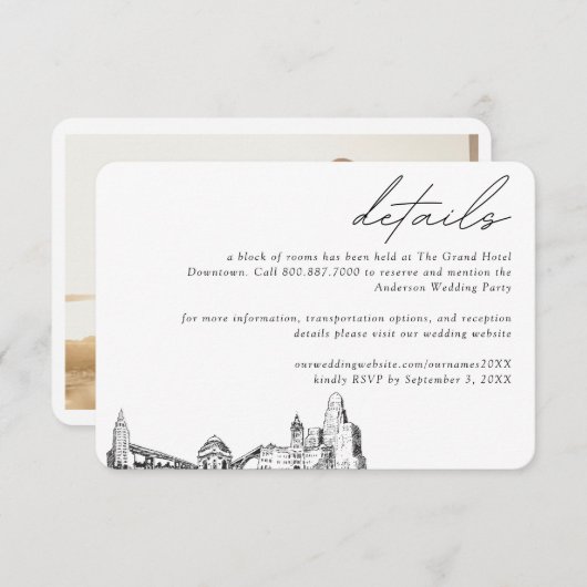 バッファローニュー結婚ヨークのホテルルームブロック詳細 エンクロージャーカード (正面/裏面)