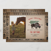 バッファローバイソンの麻のクリスマスツリー写真 シーズンカード (正面/裏面)