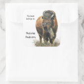 バッファローバイソンアニマル自然アートカスタム蔵書票 スクエアシール (バッグ)