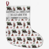 バッファローバイソンウェスタンランチカウボーイクリスマスツリー ラージクリスマスストッキング (正面)