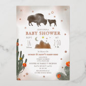 バッファローバイソンサボスターズガールベビーシャワー 箔招待状 (正面)