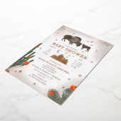 バッファローバイソンサボスターズガールベビーシャワー 箔招待状 (回転した状態)