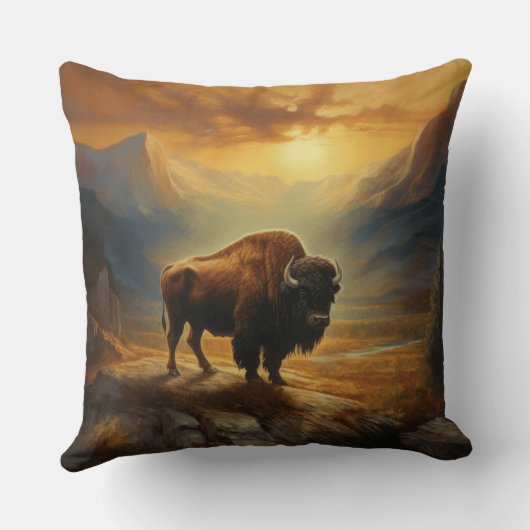 バッファローバイソンサンセットシルエット クッション (裏面)