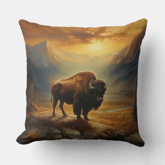 バッファローバイソンサンセットシルエット クッション (正面)