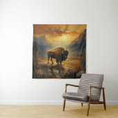 バッファローバイソンサンセットシルエット タペストリー (インサイチュ)