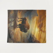 バッファローバイソンサンセットシルエット タペストリー (正面(横))