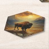 バッファローバイソンサンセットシルエット ペーパーコースター (アングル)